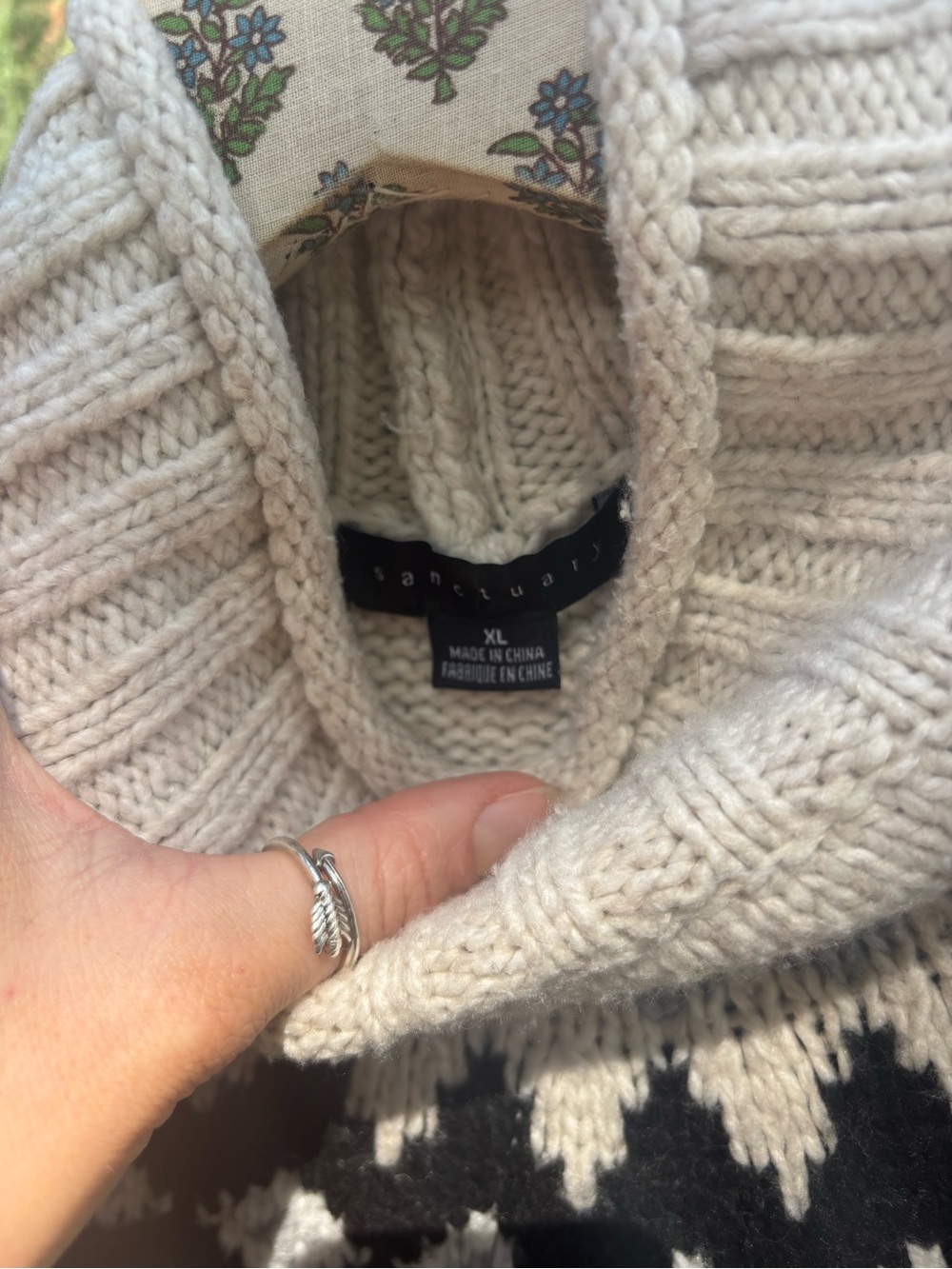 Sanctuary Cream Cable Knit Cowl Sweater